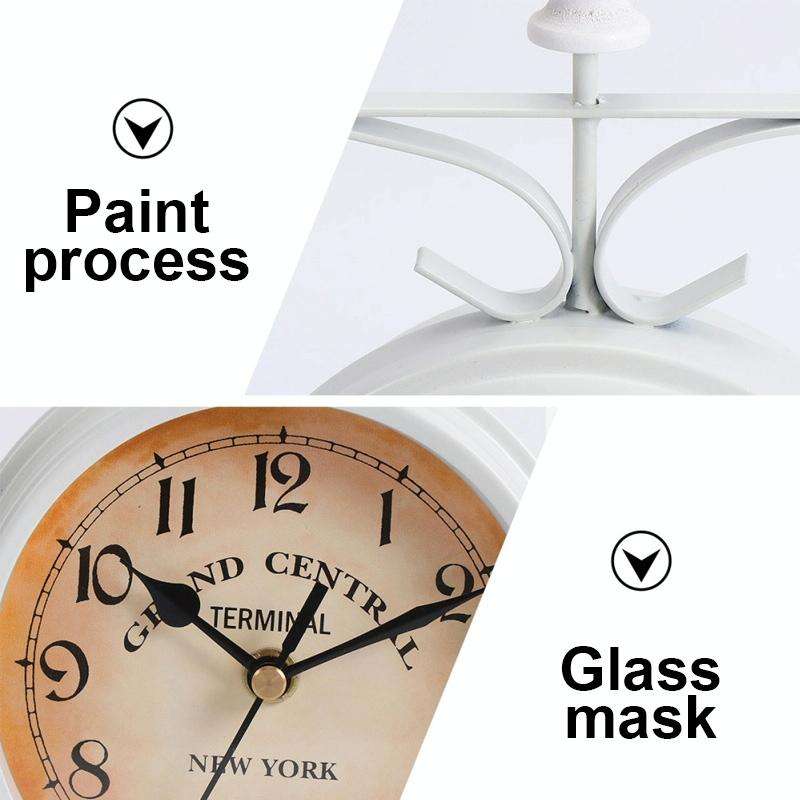 Wrought Iron Clock Vintage Decorative Double-sided Wall Clock(Black)