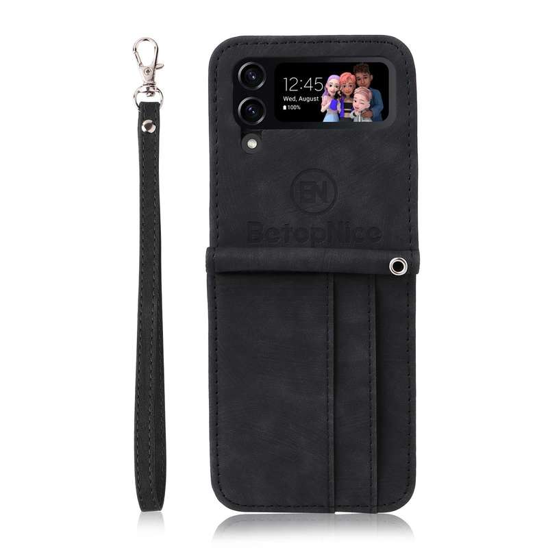 For Samsung Galaxy Z Flip4 BETOPNICE Dual-side Buckle Leather Phone Case(Black)