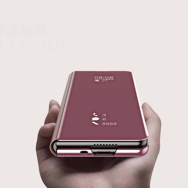 For Samsung Galaxy Z Fold3 Accurate Hole Horizontal Flip Mirror Shockproof Phone Case(Gold)