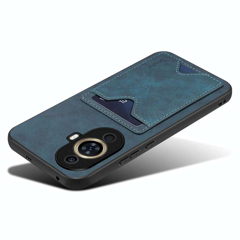 For Huawei nova 11 Denior PU Back Cover Card Slot Holder Phone Case(Blue)