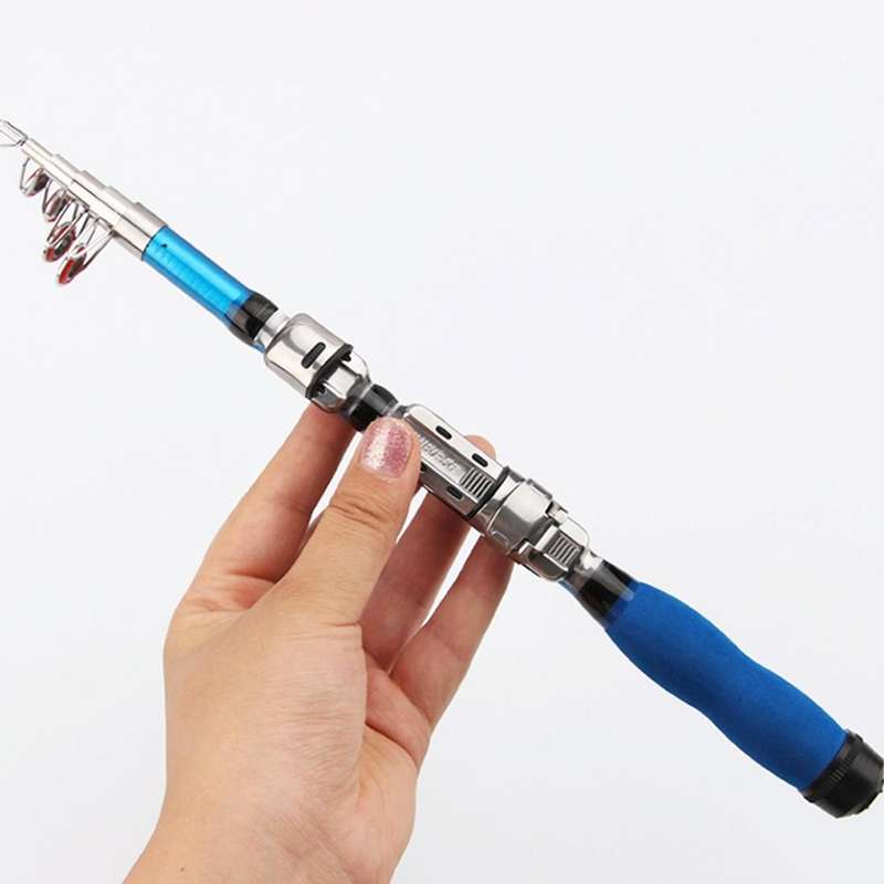 32cm Portable Telescopic Sea Fishing Rod Mini Fishing Pole, Extended Length : 1.5m, Blue Clip Ree...