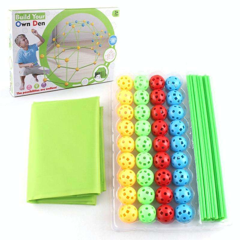 87 in 1 DIY Assembling Play House DIY Children Tent Building Toy, Style: With Tent Cloth