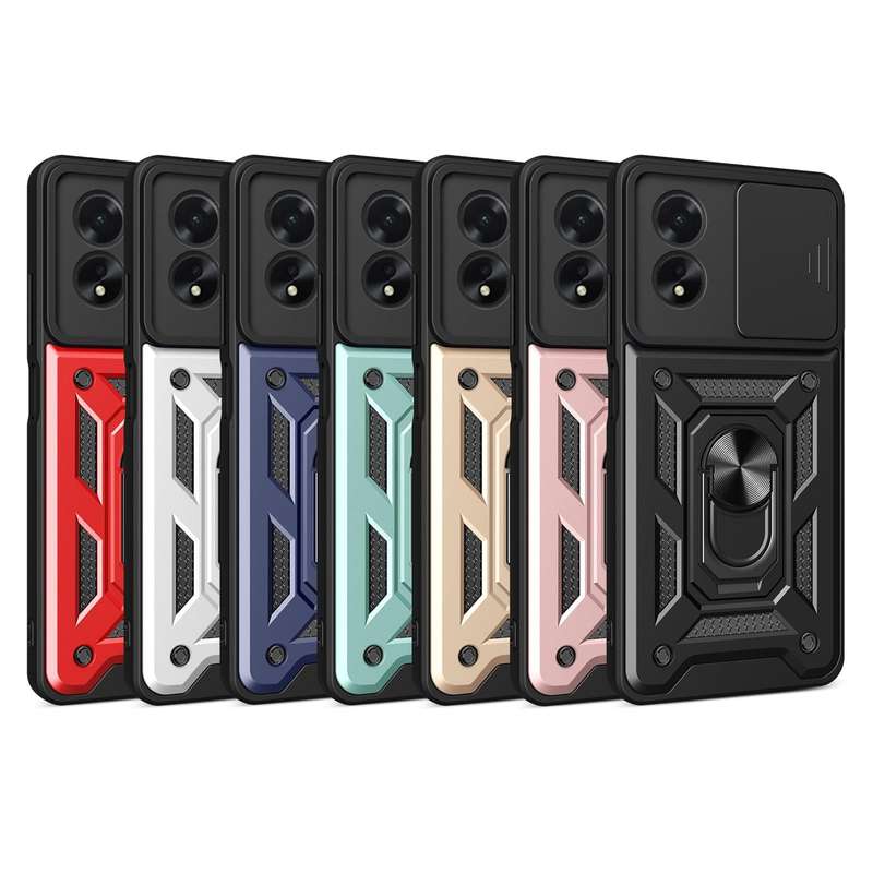 For OPPO A38 4G Global Sliding Camera Cover Design TPU Hybrid PC Phone Case(Gold)
