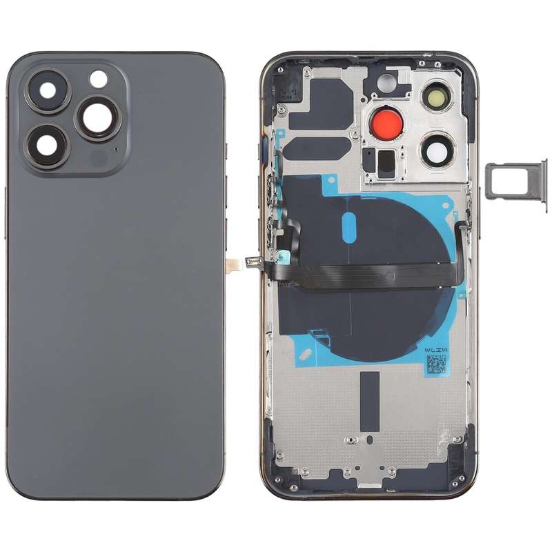 For iPhone 13 Pro Battery Back Cover with Side Keys & Card Tray & Power + Volume Flex Cable & Wir...