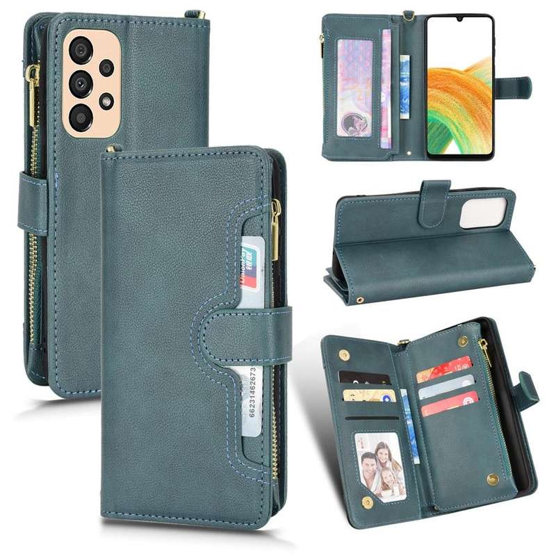 For Samsung Galaxy A33 5G Litchi Texture Zipper Leather Phone Case(Green)