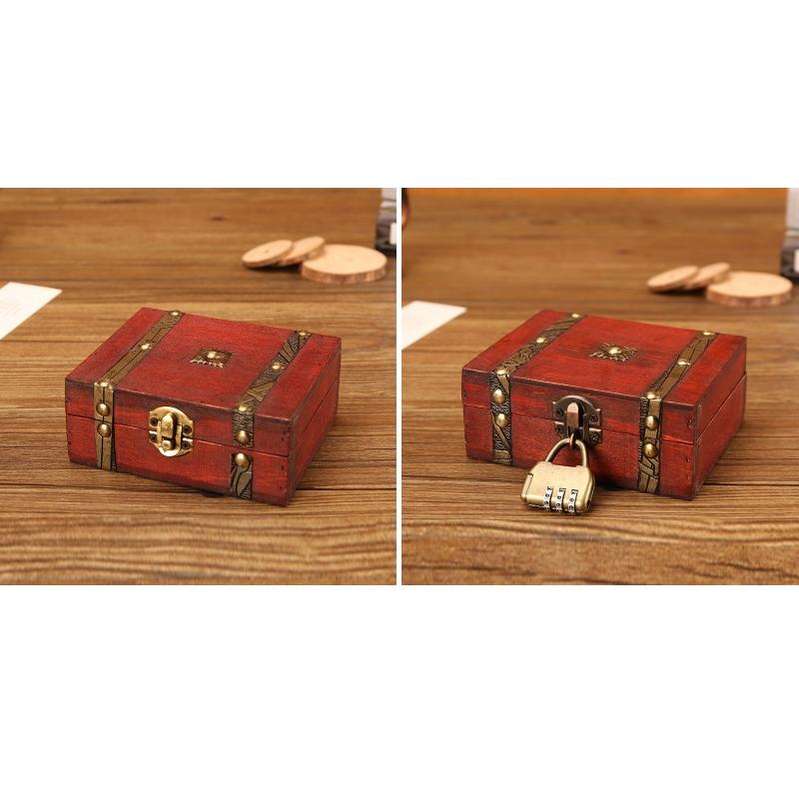 Antique Wooden Double Belt Jewelry BoxSpecification With Password Lock