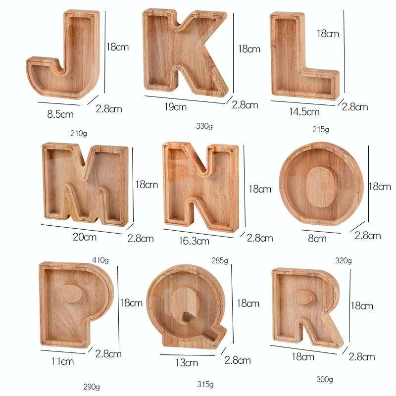 Wooden English Alphabet Piggy Bank Transparent Acrylic Piggy Bank(N)