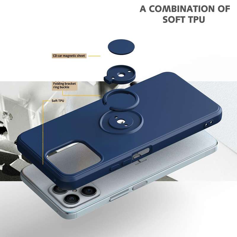 For Honor X8 Ring Kickstand Silicone Phone Case(Blue)