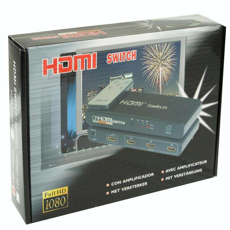 Full HD 1080P 5 Ports HDMI Switch with Remote Control & LED Indicator(Black)