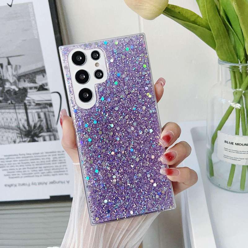 For Samsung Galaxy A54 5G Glitter Sequins Epoxy TPU Phone Case(Purple)