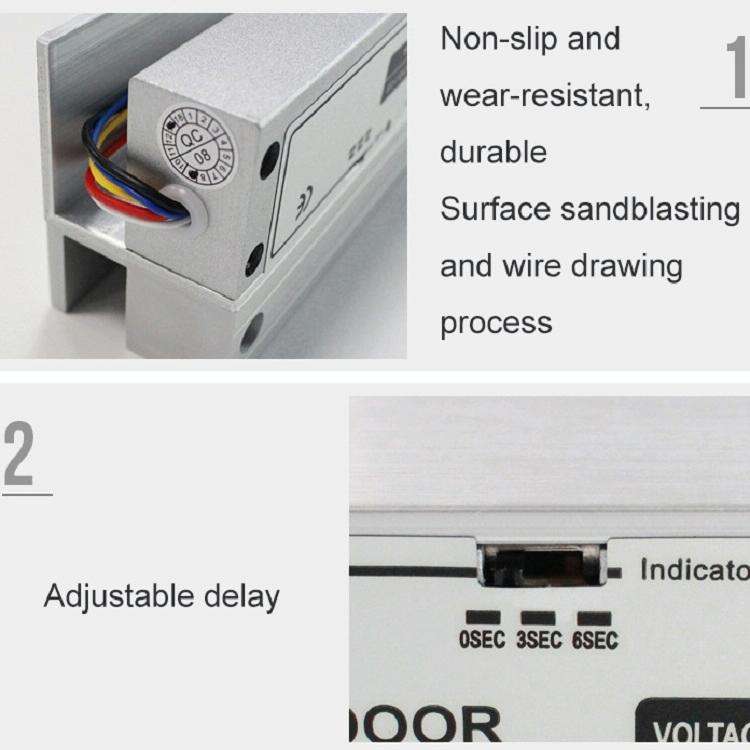 Top And Bottom Frameless Glass Door Aluminum Alloy Electric Mortise Lock(Left)
