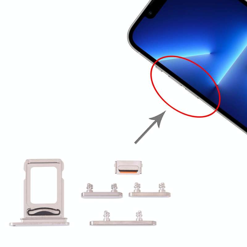 SIM Card Tray + SIM Card Tray + Side Keys for iPhone 13 Pro(Silver)