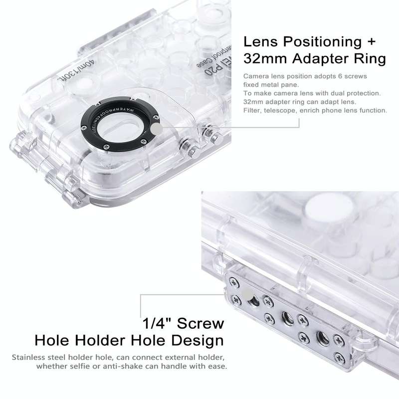 PULUZ PULUZ 40m/130ft Waterproof Diving Case for Huawei P20, Photo Video Taking Underwater Housin...