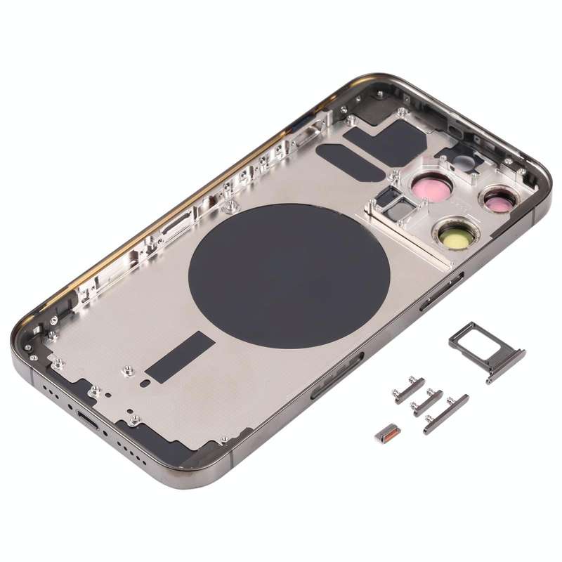 Back Housing Cover with SIM Card Tray & Side  Keys & Camera Lens for iPhone 13 Pro(Black)