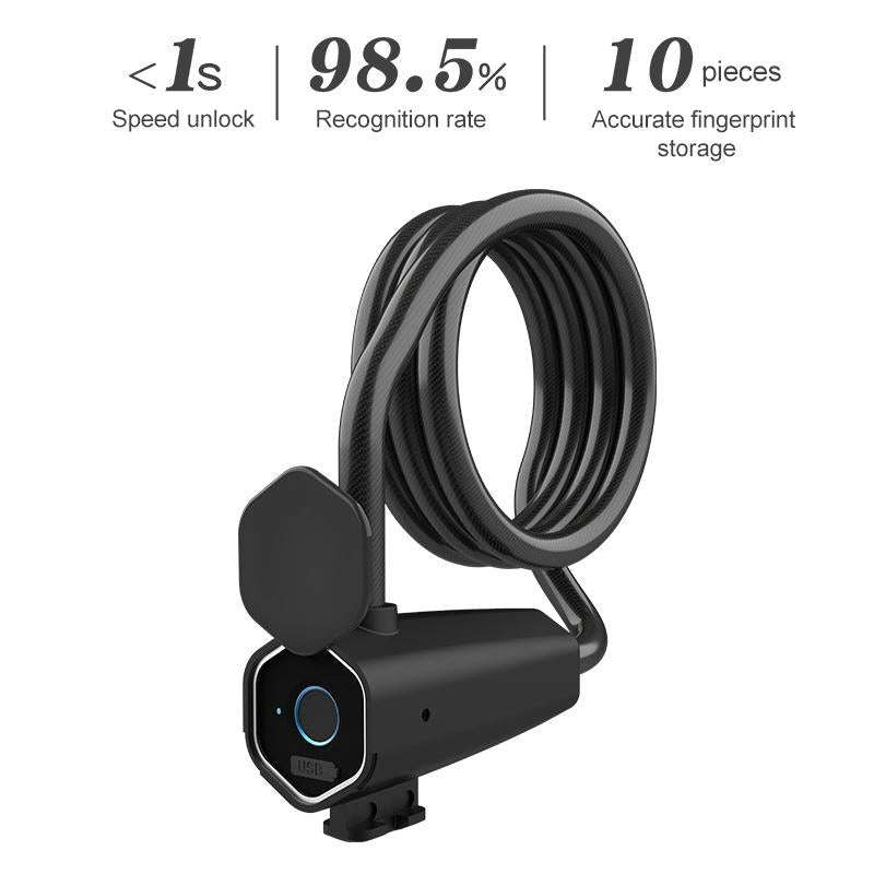 W16 IP65 Waterproof Fingerprint Lock Steel Rope Anti-theft Electric Car Lock Bluetooth APP Electr...