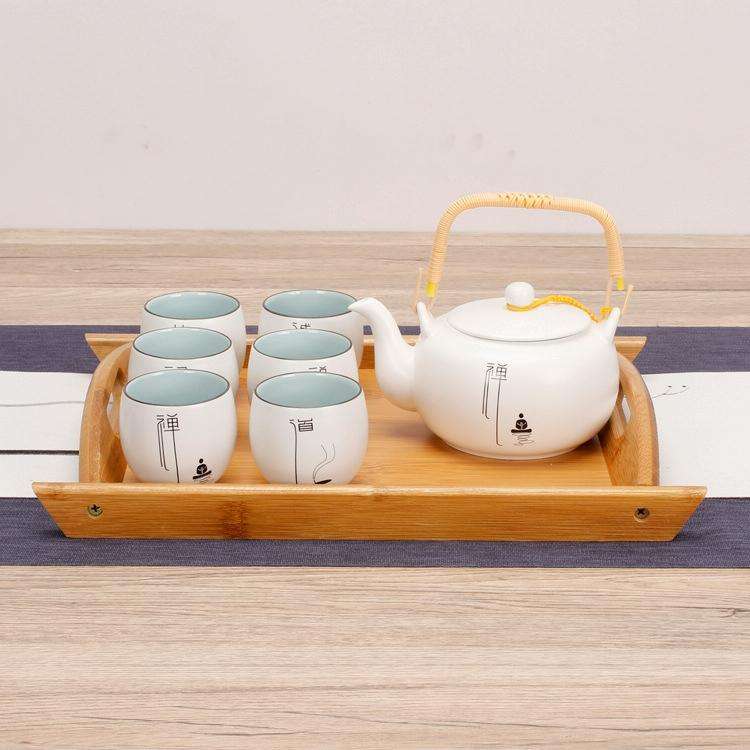 Bamboo Binaural Tea Set Tray Bread Display Tray, Size: 36.5x26.5cm