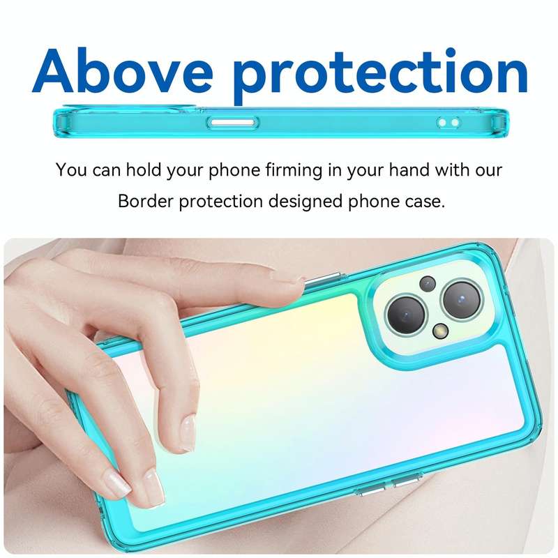 For OPPO Reno 7Z 5G Colorful Series Acrylic + TPU Phone Case(Transparent Blue)