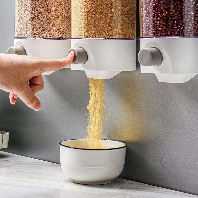 Wall-Mounted Miscellaneous Grain Storage Box Kitchen Large-Capacity Push-Type Sealed Tank, Specif...