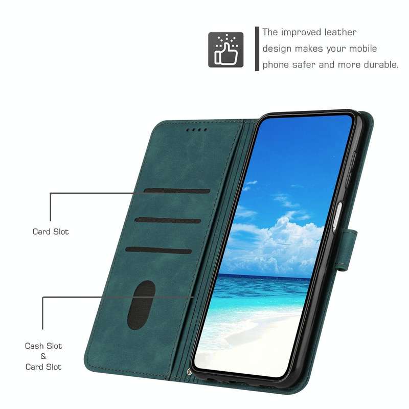 For Tecno Camon 17P/17 Pro Skin Feel Heart Pattern Leather Phone Case With Lanyard(Green)