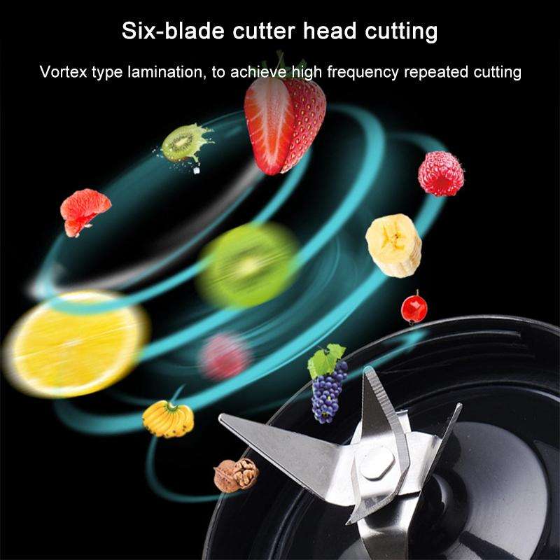 Multifunctional Juicer Rotatory Extractor Cup Portable USB Charge Juicer Blender with 6 Blades(Bl...