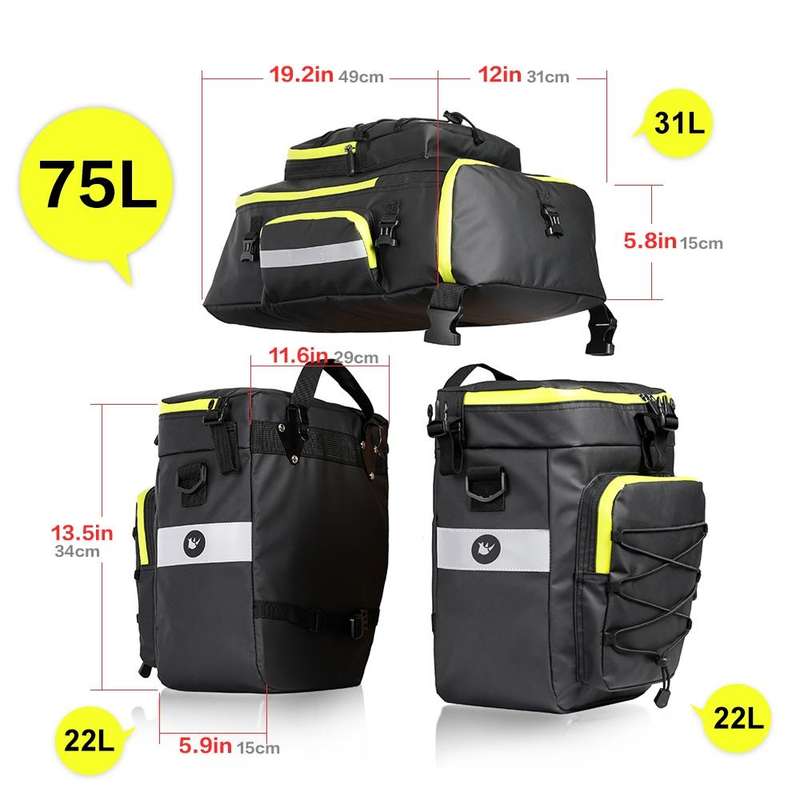 Rhinowalk Three-in-one Multifunctional Bicycle Rear Shelf Pannier Waterproof Long-distance Equipm...