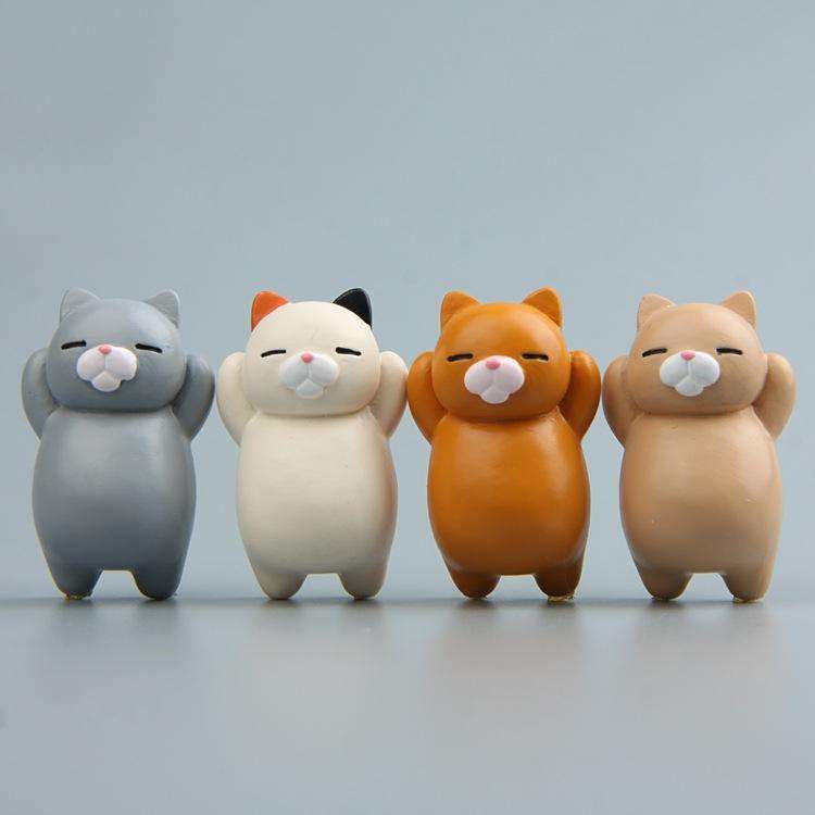Cartoon Cat Fridge Magnet Resin Ornament Ornament Without Magnetic Sticker(Gray Cat)