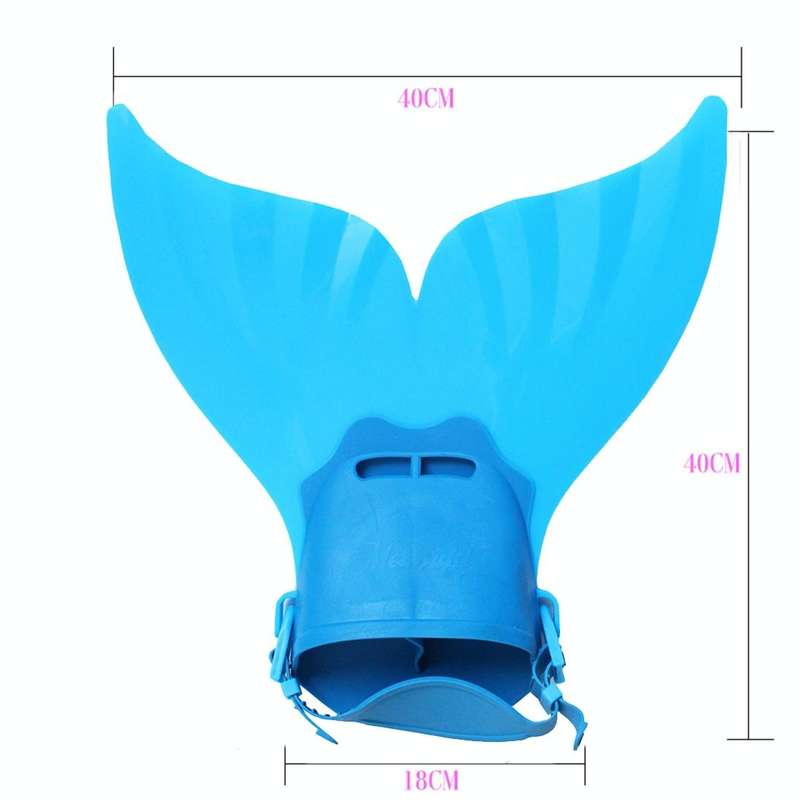 Mermaid Swim Fin Adjustable Diving Monofin Swimming Foot Flipper for Kids (Blue)