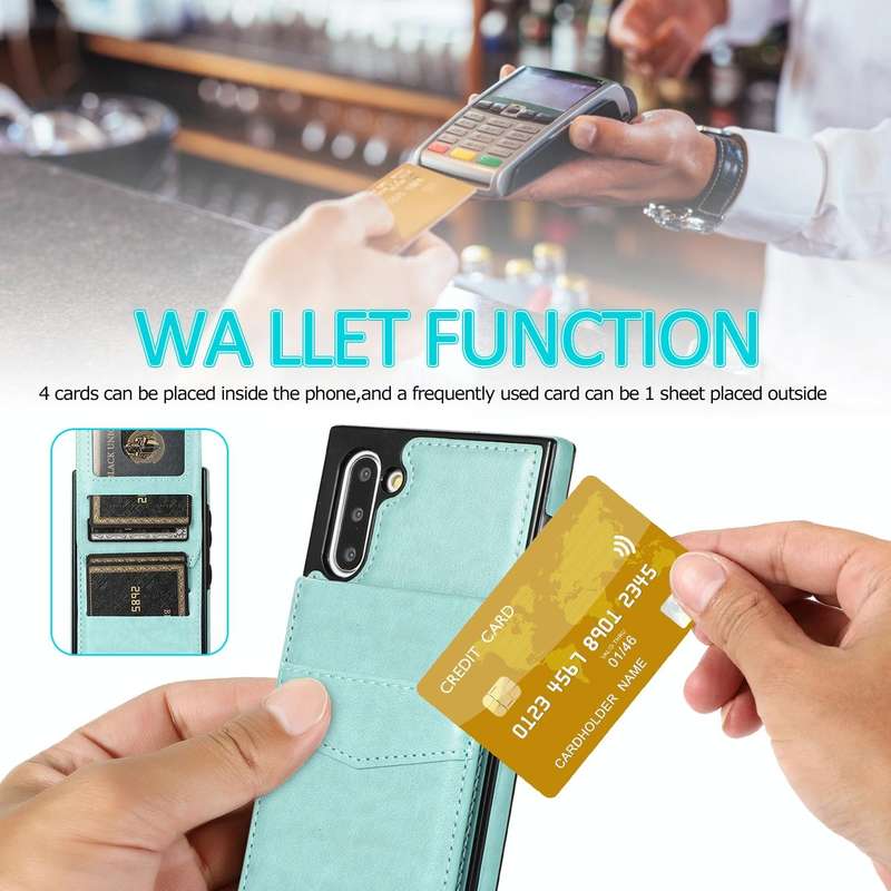 For Samsung Galaxy Note10 Solid Color PC + TPU Protective Case with Holder & Card Slots(Green)