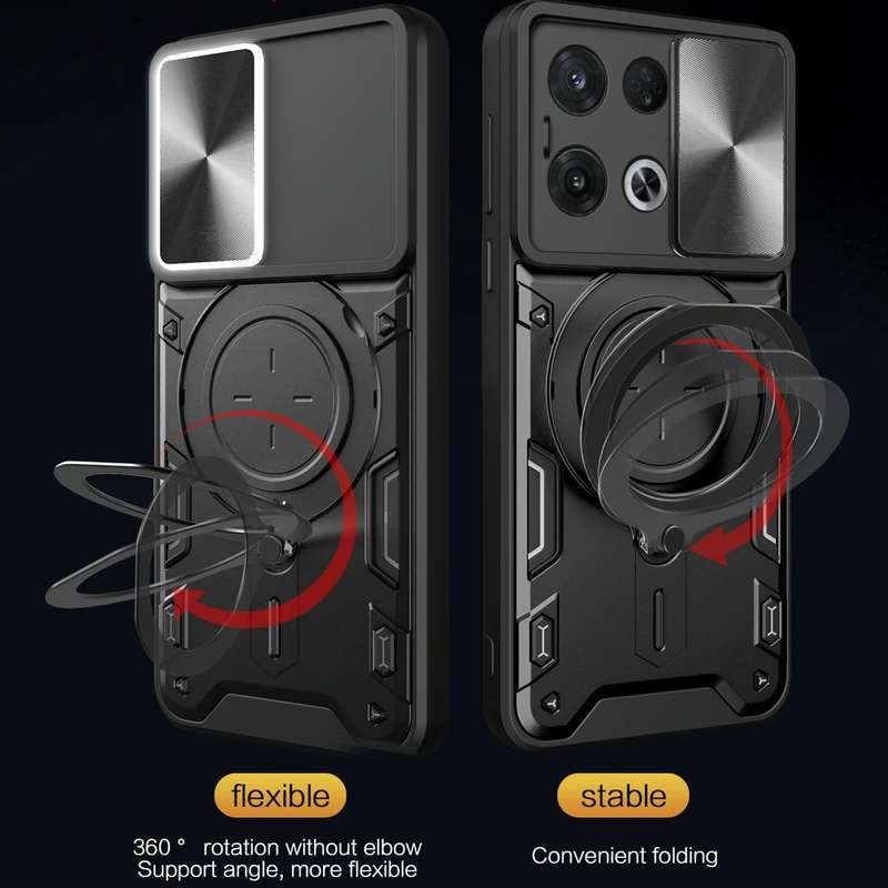 For OPPO Reno8 Pro 5G CD Texture Sliding Camshield Magnetic Holder Phone Case(Silver)