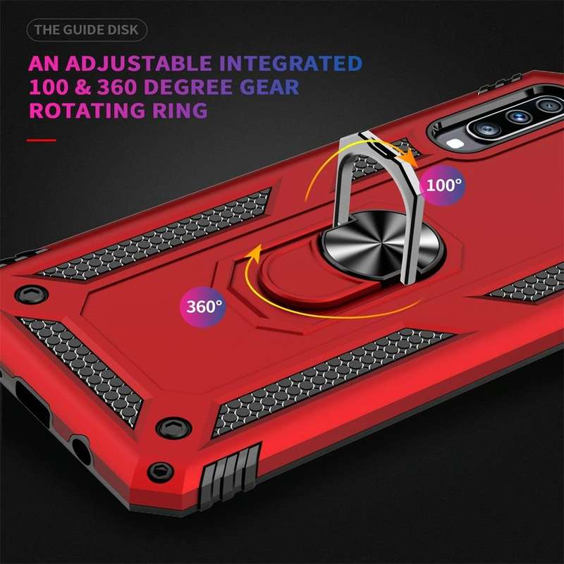 Armor Shockproof TPU + PC Protective Case for Galaxy A70, with 360 Degree Rotation Holder (Black)
