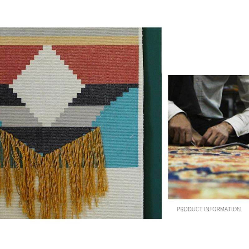 GT001 Printed Tapestry Cotton Thread Woven Tassel Wall Hanging Decoration, Size: 50x70cm(Black Cube)