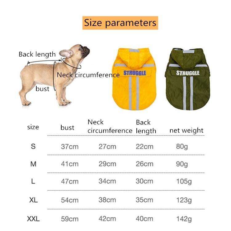 Foldable Reflective Stripe Hooded Pet Raincoat Dog Waterproof Clothing, Size:L(Fluorescent Yellow)