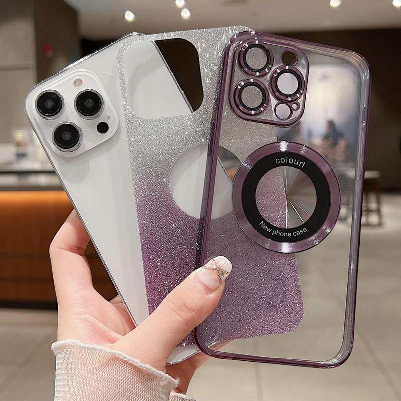 For iPhone 12 Pro Max MagSafe Gradient Glitter Electroplating TPU Phone Case(Rose)