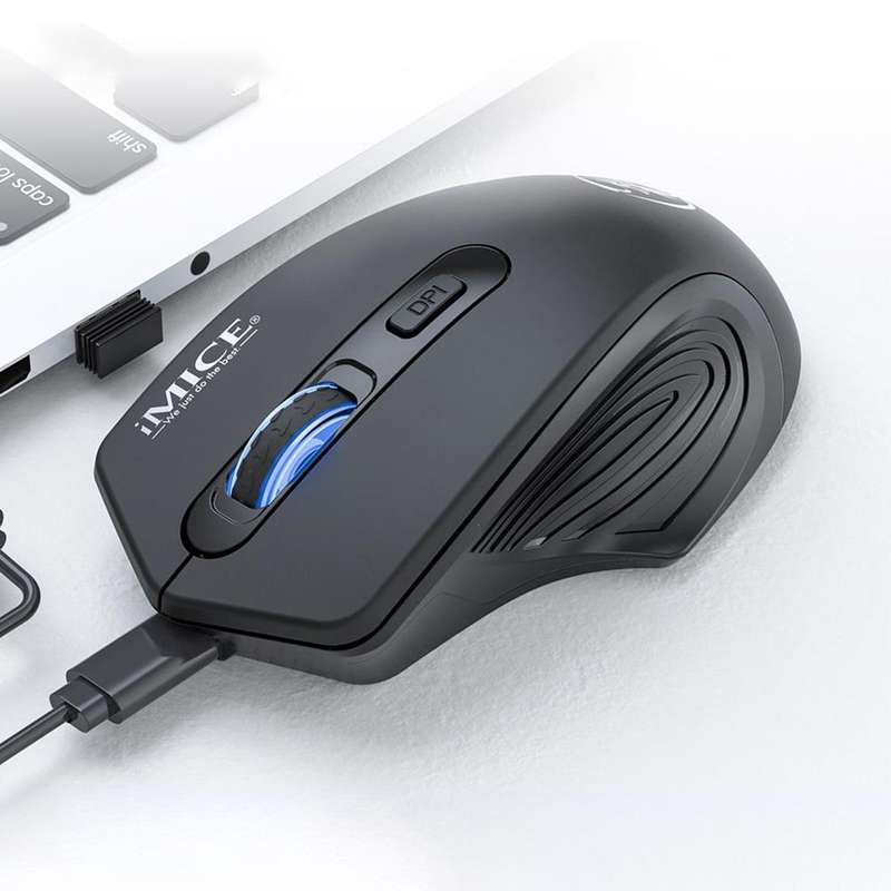 iMICE G-1800 Rechargeable 4 Buttons 1600 DPI 2.4GHz & Bluetooth Silent Wireless Mouse for Compute...