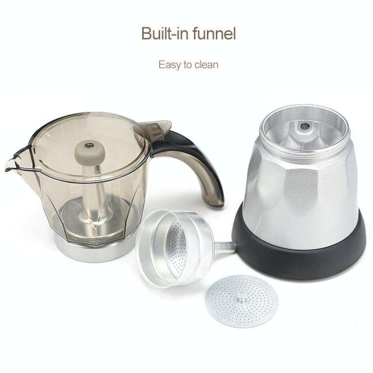 3 to 6 Cup Aluminium Alloy Electric Moka Coffee Pot Percolator EU Plug