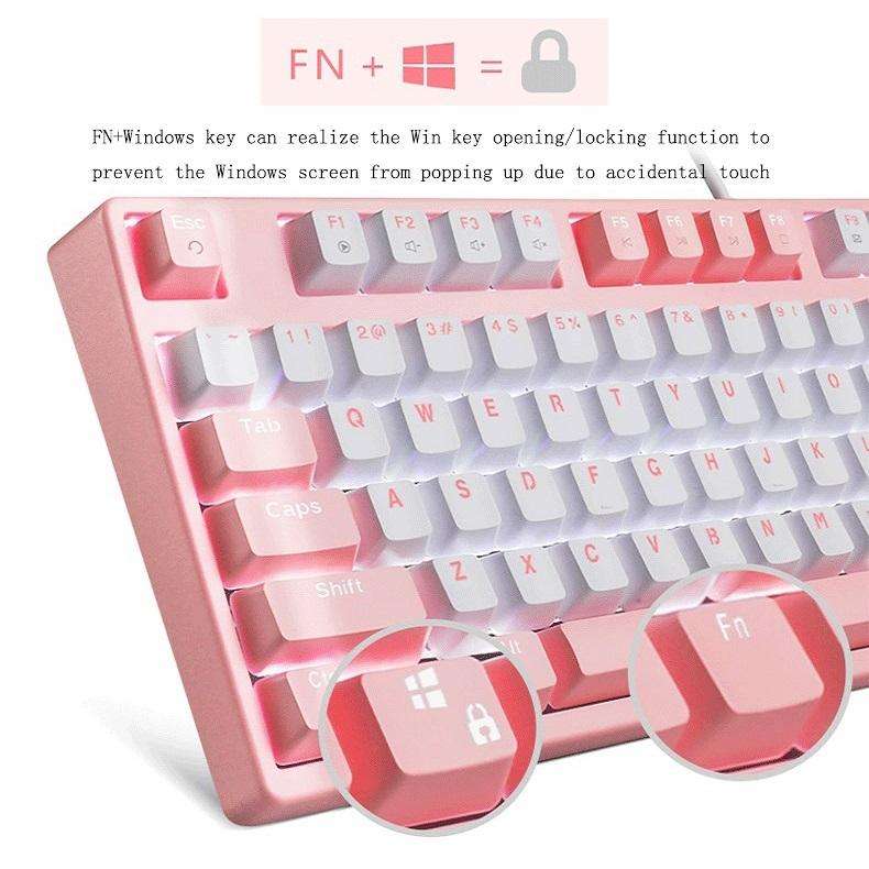 87/108 Keys Gaming Mechanical Keyboard, Colour: FY87 White Shell Black Shaft