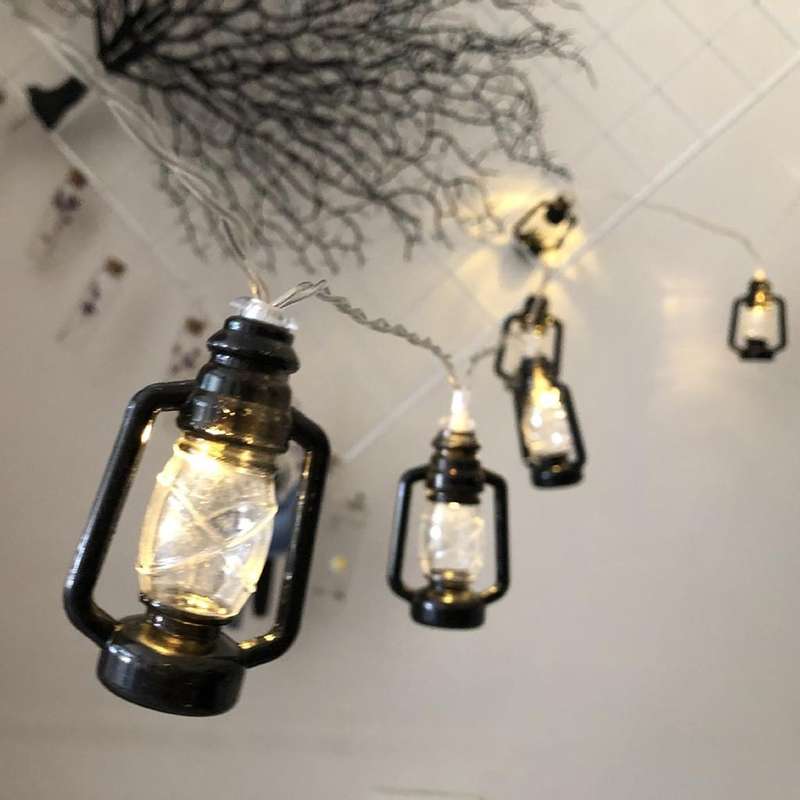 3m 20LEDs Christmas Lantern Festival Decoration Retro Kerosene Lamp LED String(Black)