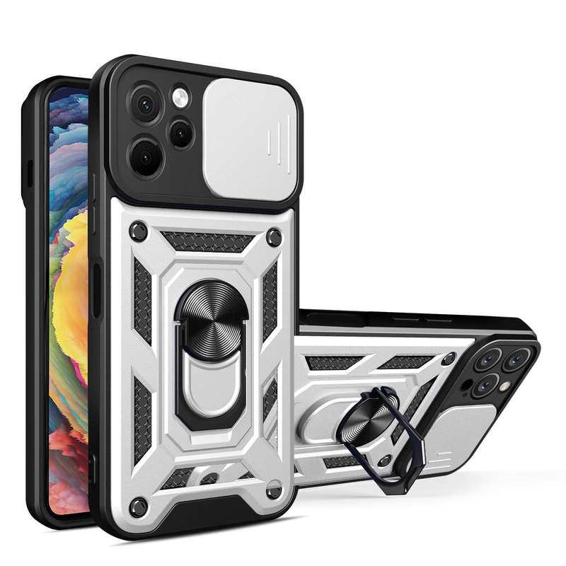 For Huawei nova Y61 Sliding Camera Cover Design TPU+PC Phone Case(Silver)