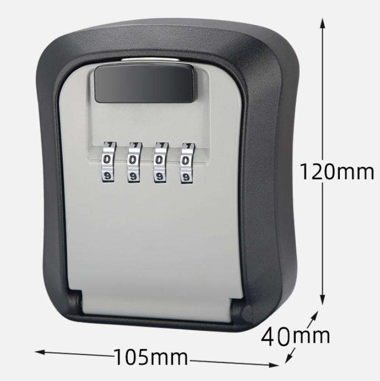 Wall-Mounted Key Code Box Construction Site Home Decoration Four-Digit Code Lock Key Box(Gray)