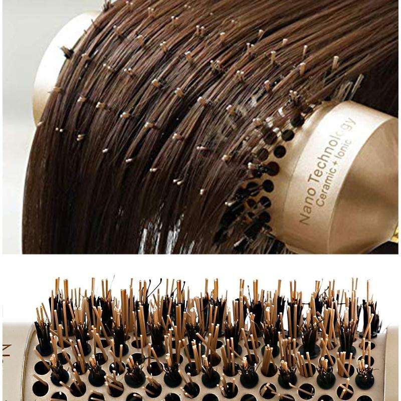 Ceramic Aluminium Hair Comb Round Brush with Nylon Bristle Professional Barber Styling Hair Brush...