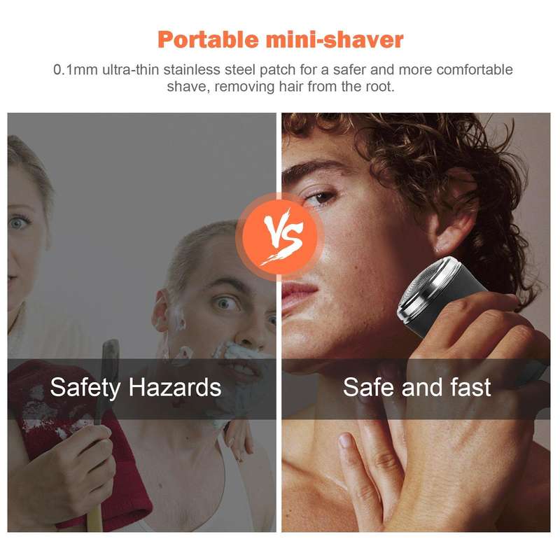 Pocket Size Washable Electric Razor USB Rechargeable Travel Shavers for Men(Black)