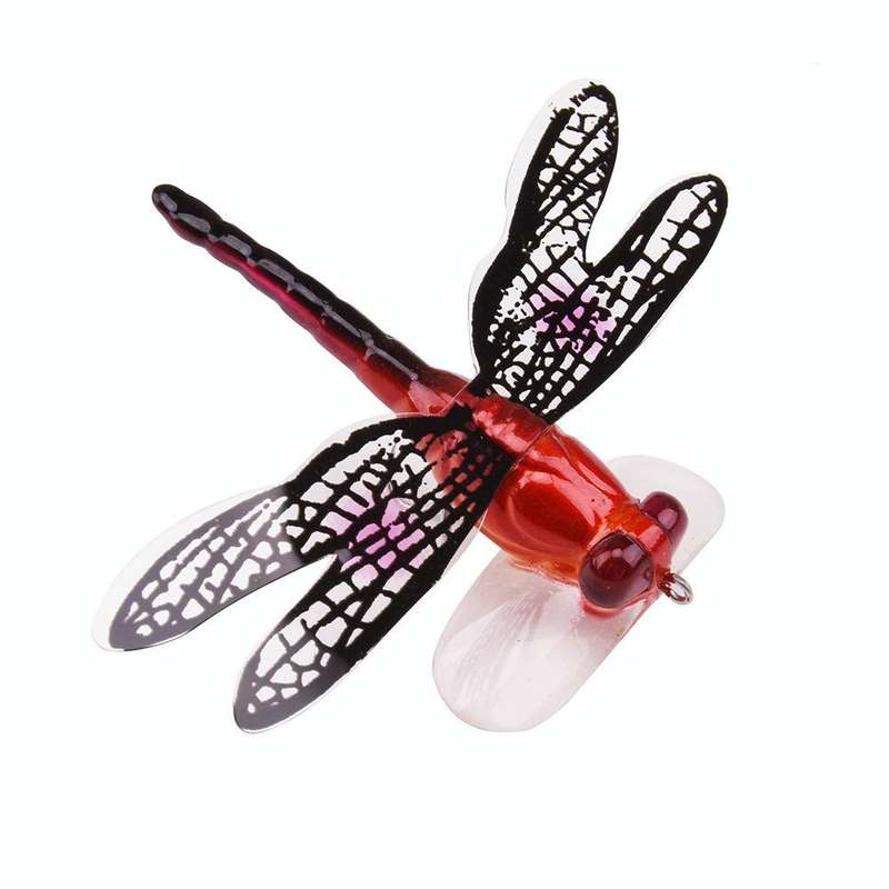 QT01 7cm / 6g Flying Fishing Bait Long Hook Bionic Dragonfly Bait(E (Red))
