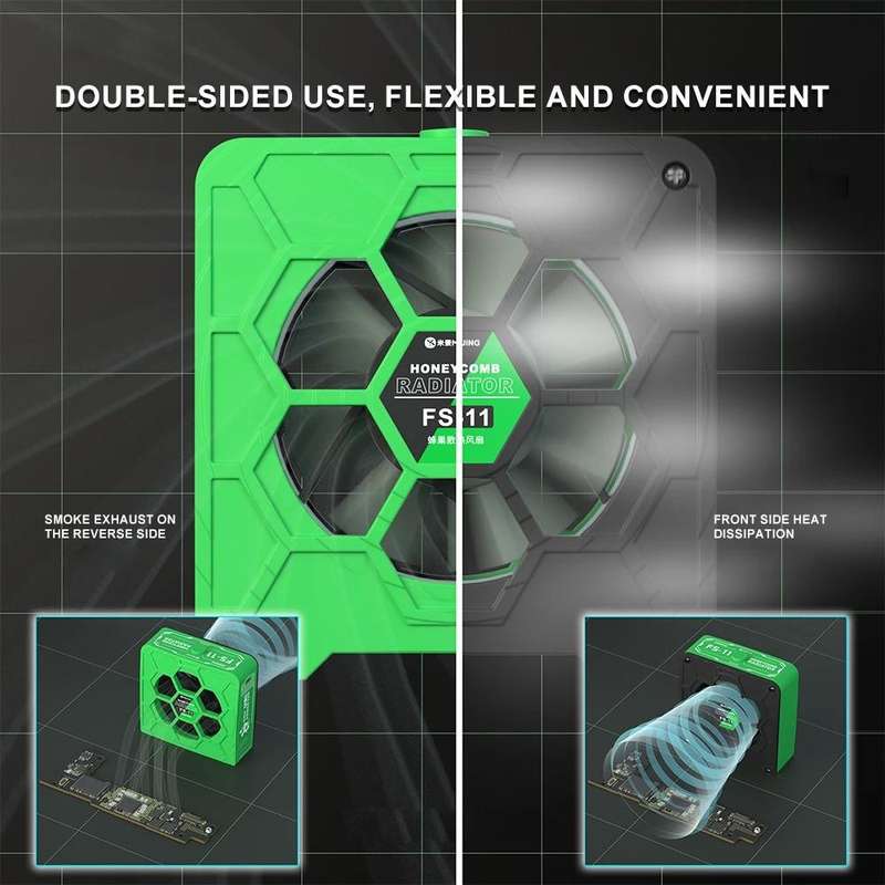 Mijing FS-11 Cooling + UV Curing + Smoke Extraction Honeycomb Radiating Fan(Black)