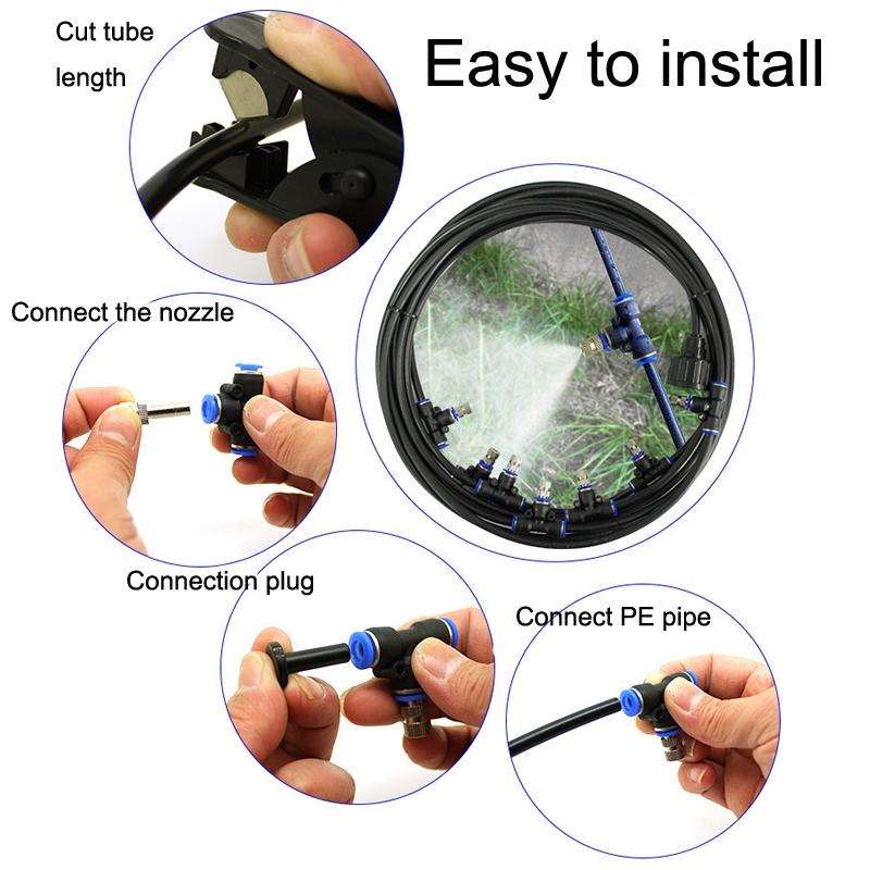 Low Pressure Spray DIY Kit Outdoor Cooling Atomization System, Specification: 23m 25 Heads(Black)