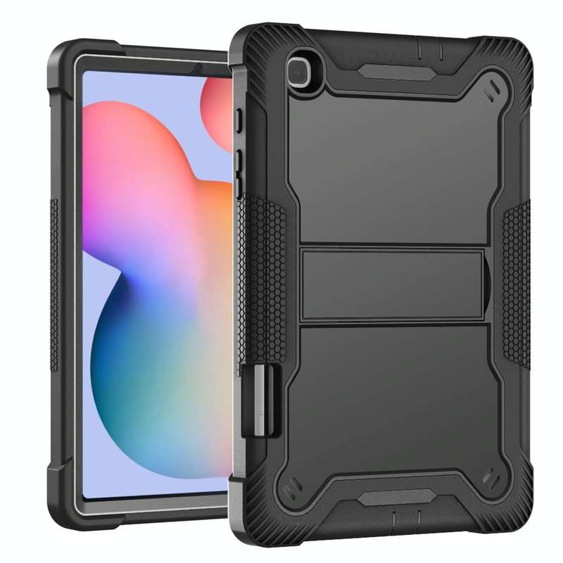 For Samsung Galaxy Tab S6 Lite Silicone + PC Shockproof Protective Case with Holder(Black)