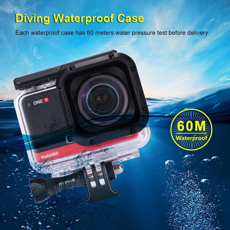 PULUZ 60m Underwater Depth Diving Case Waterproof Camera Housing for Insta360 ONE R 4K Wide-angle...
