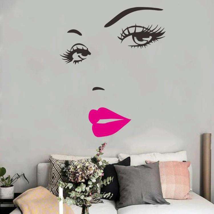 Sexy Lips Woman Portrait Beauty Salon Bedroom Living Room Decoration PVC Wall Sticker(Pink)