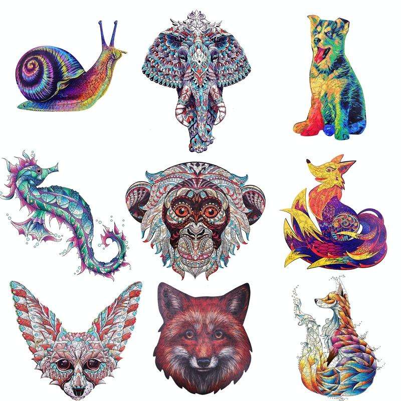 Irregular Wooden Animal Alien Puzzle High-Difficulty Three-Dimensional Puzzle Toy(Dog)