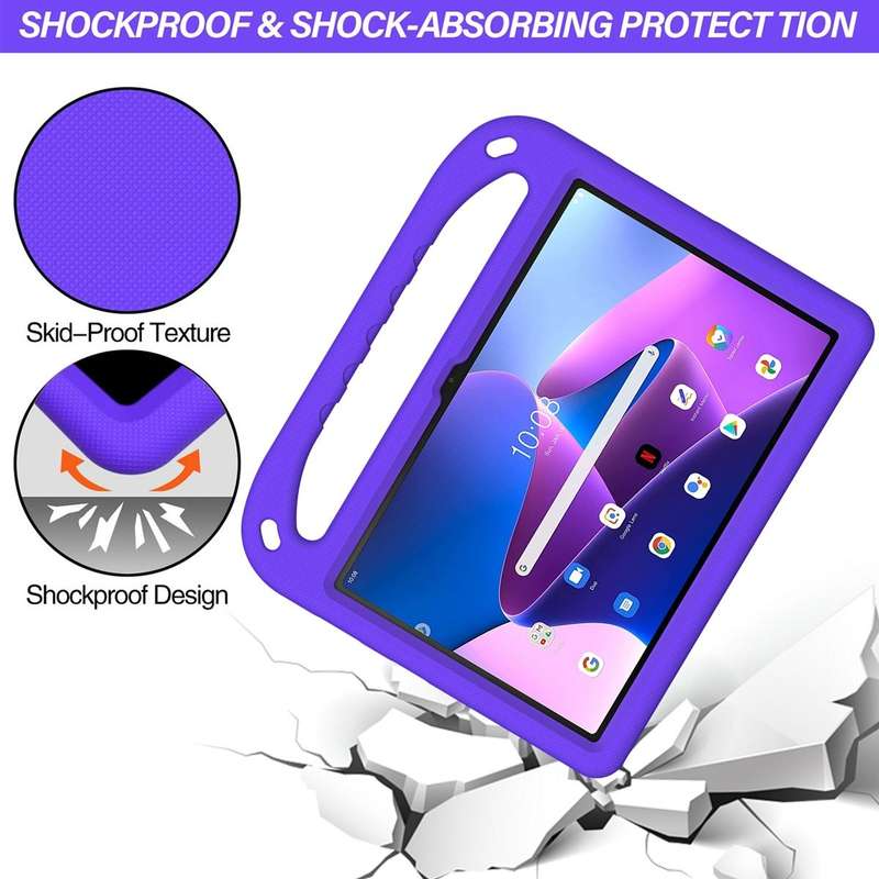 For Lenovo Tab M10 3rd Gen Handle EVA Shockproof Tablet Case with Holder(Purple)