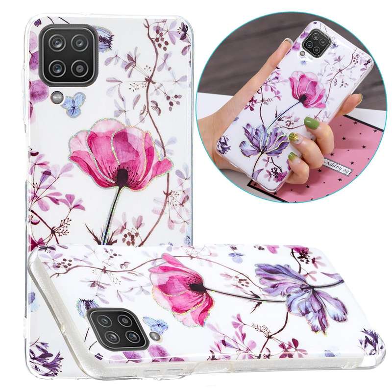 For Samsung Galaxy A12(EU Version) Plating TPU Protective Case(Lotus)